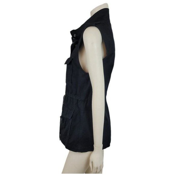 Aritzia Talula Yerwood Utility Vest Flap Pockets Drawstring Waist Epaulet - Picture 10 of 12